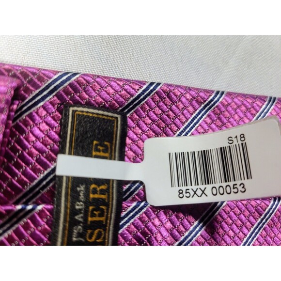 Jos. A. Bank Reserve Collection 100% Silk Men's Tie-Pink/Purple Diagonal Stripe - Picture 4 of 7